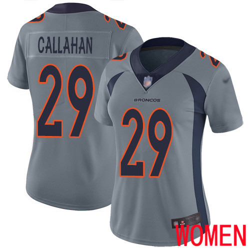 Women Denver Broncos #29 Bryce Callahan Limited Silver Inverted Legend Football NFL Jersey->women nfl jersey->Women Jersey
